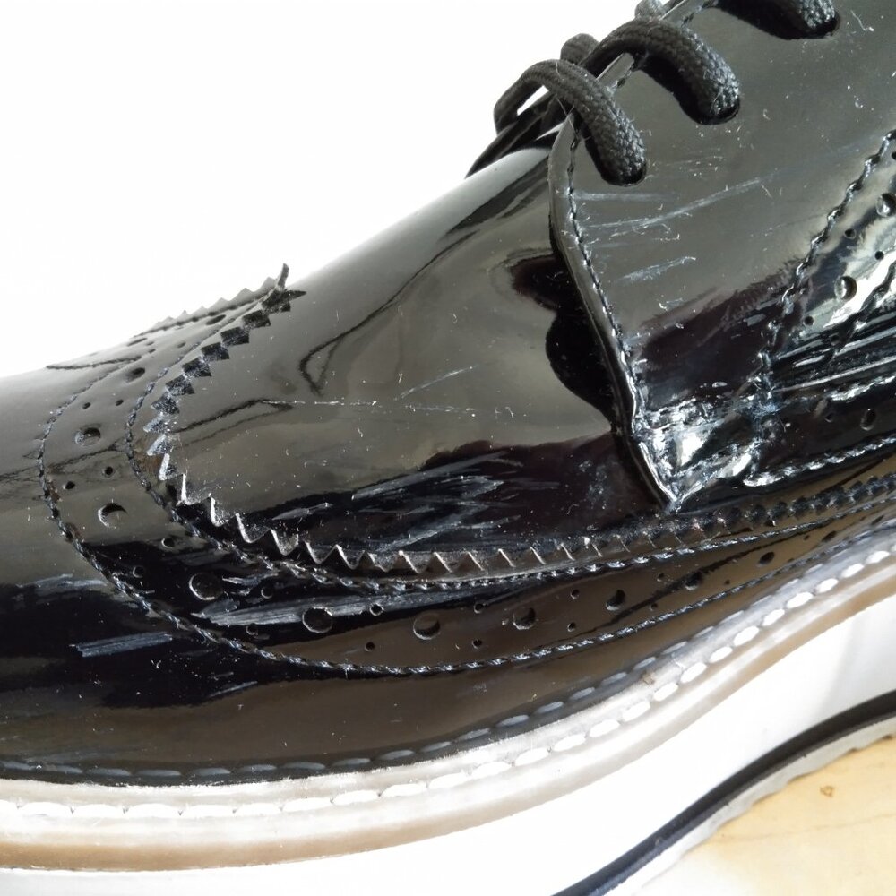 Creepers Platform Patent Lace Up Brogue Oxford Wingtip Shoes US9 Platform Wedge - Picture 10 of 10